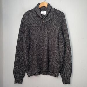 Preppy Mens Size Medium Marled Gray Sweater Old Money Shawl Collar Fisherman